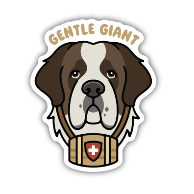 Gentle Giant Saint Bernard Sticker - White Farmhouse Flowers