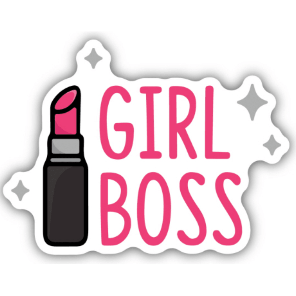 Girl Boss Lipstick Sticker - White Farmhouse Flowers