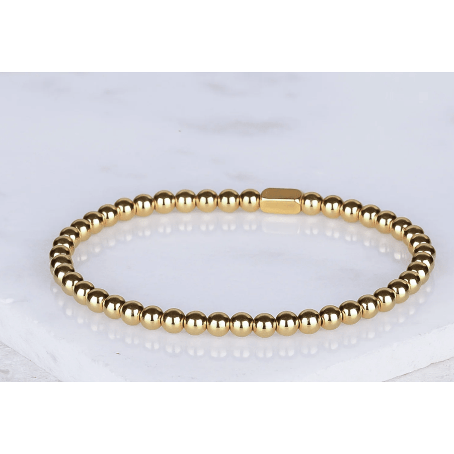 Gold Accent Bracelet 6mm - White Farmhouse Flowers