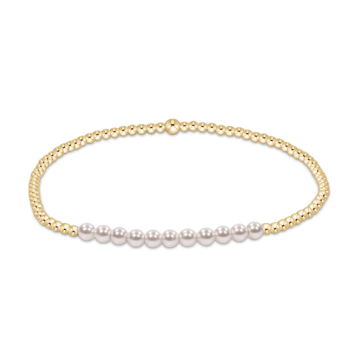 Gold Bliss Pearl 3mm Bracelet - White Farmhouse Flowers