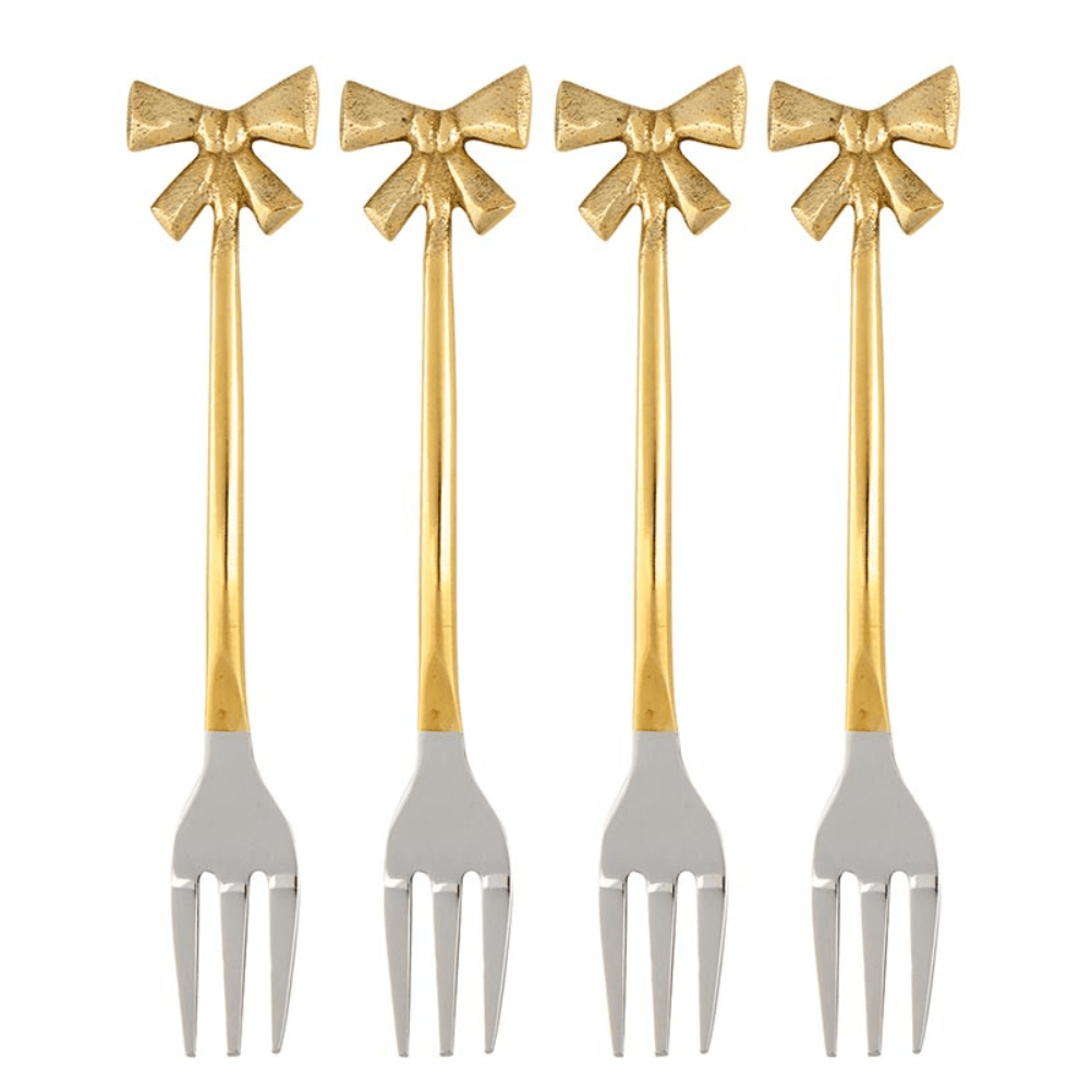Gold Bow Forks - Set of 4 - White Farmhouse Flowers
