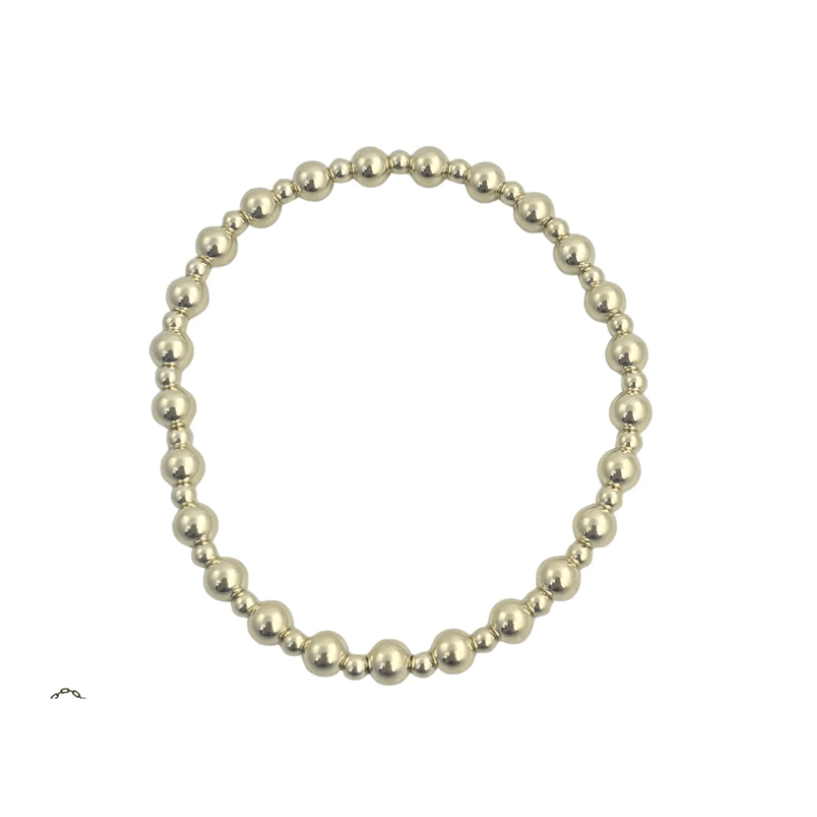 Gold Filled Beaded Patterned Bracelet three 3mm and 5mm - White Farmhouse Flowers