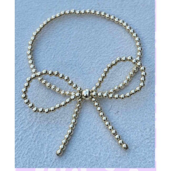 Gold Filled Bow Bracelet (3mm) - White Farmhouse Flowers