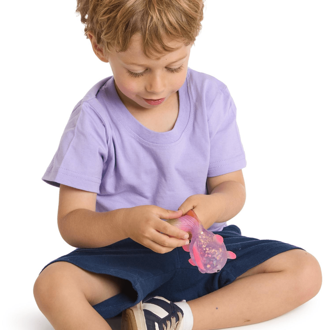 Guppy Squishy Glitter Fish Toy - White Farmhouse Flowers