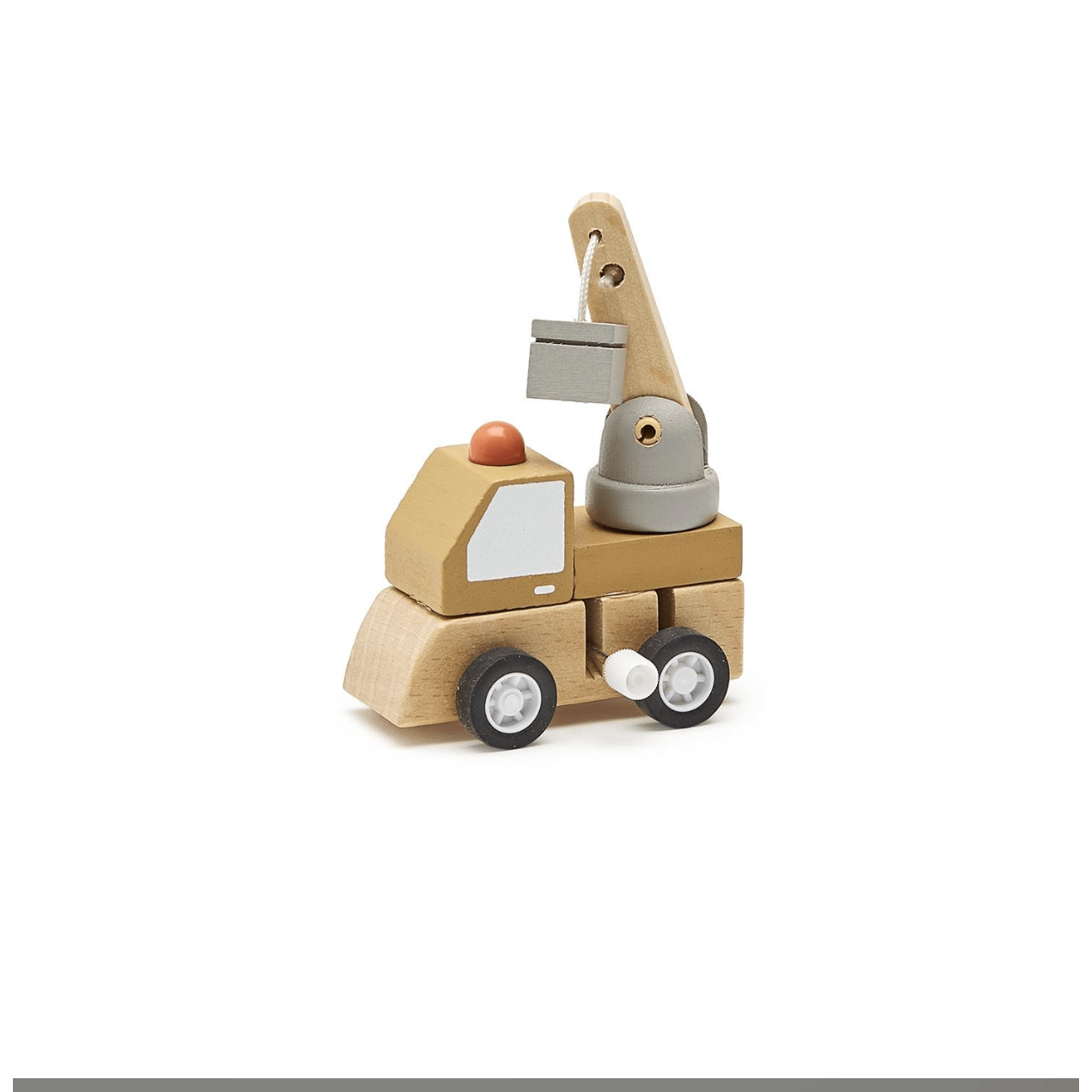 Hand-Crafted Wooden Wind-Up Construction Vehicles - White Farmhouse Flowers