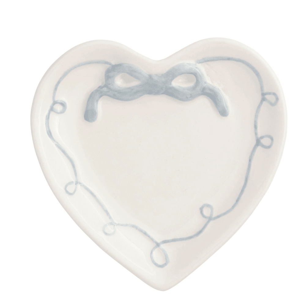 Heart Bow Ring Dish - White Farmhouse Flowers