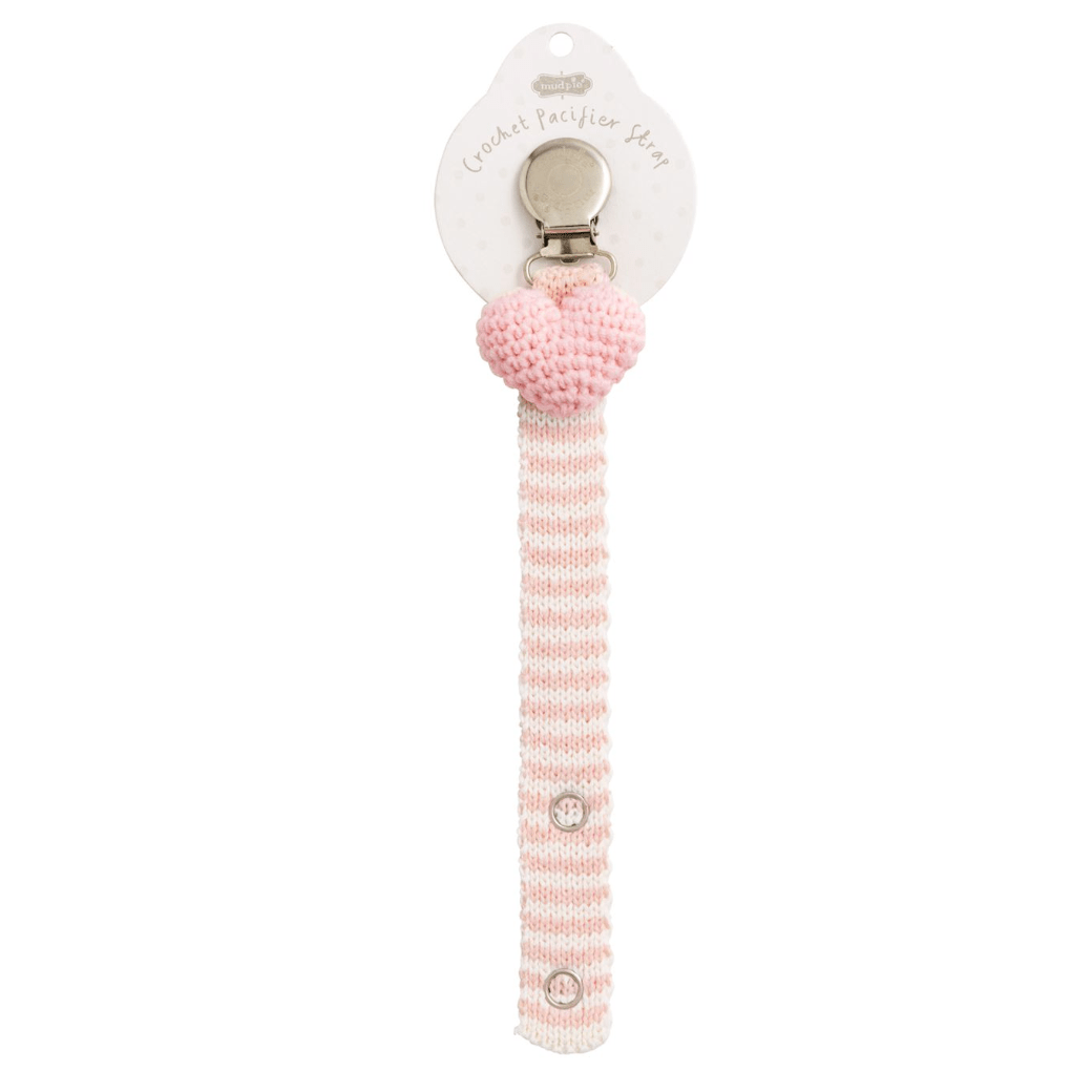 Heart Crochet Pacifier Strap - White Farmhouse Flowers