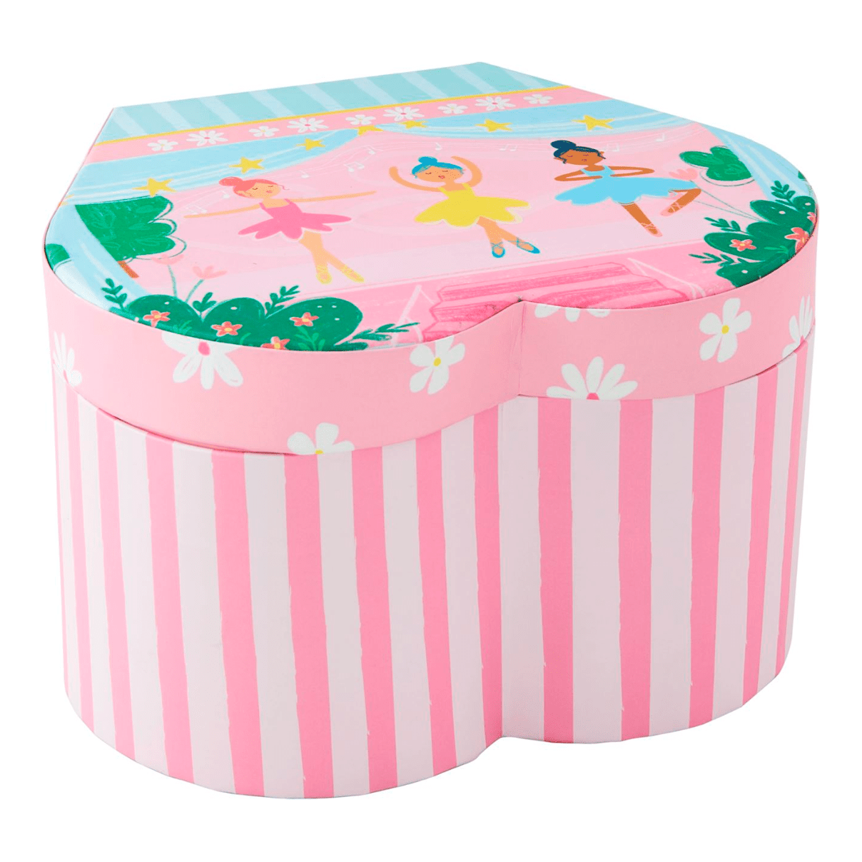 Heart Jewelry Music Box - White Farmhouse Flowers
