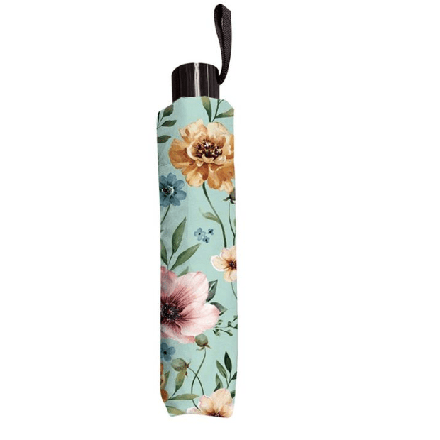 Hillside Pasture Compact Manual Umbrella 38" Canopy - White Farmhouse Flowers