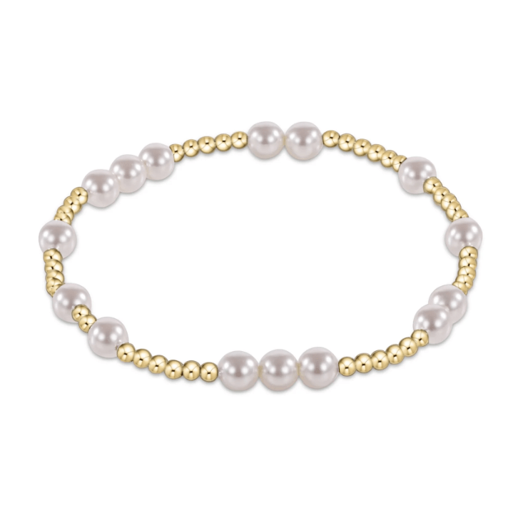 Hope Unwritten 5mm Bead Bracelet - Pearl - White Farmhouse Flowers