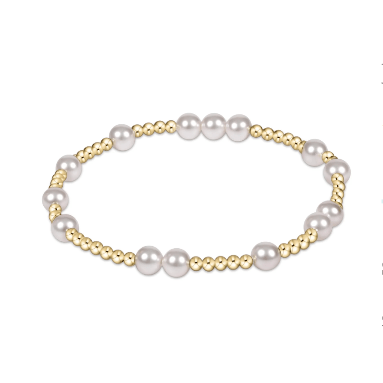 Hope Unwritten 6mm Bead Bracelet - Pearl - White Farmhouse Flowers