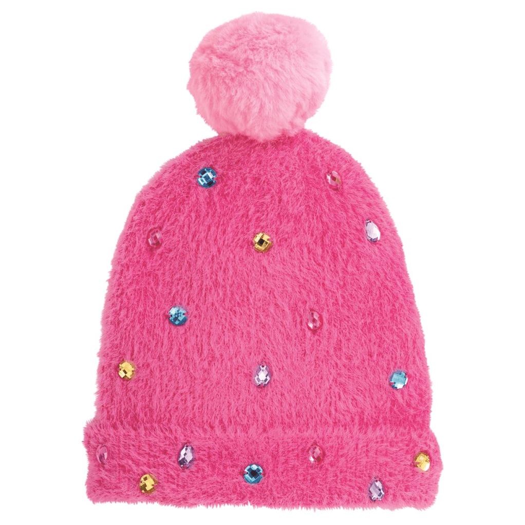 Hot Pink Glitzy Beanie for Kids - White Farmhouse Flowers