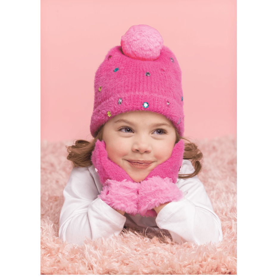 Hot Pink Glitzy Beanie for Kids - White Farmhouse Flowers