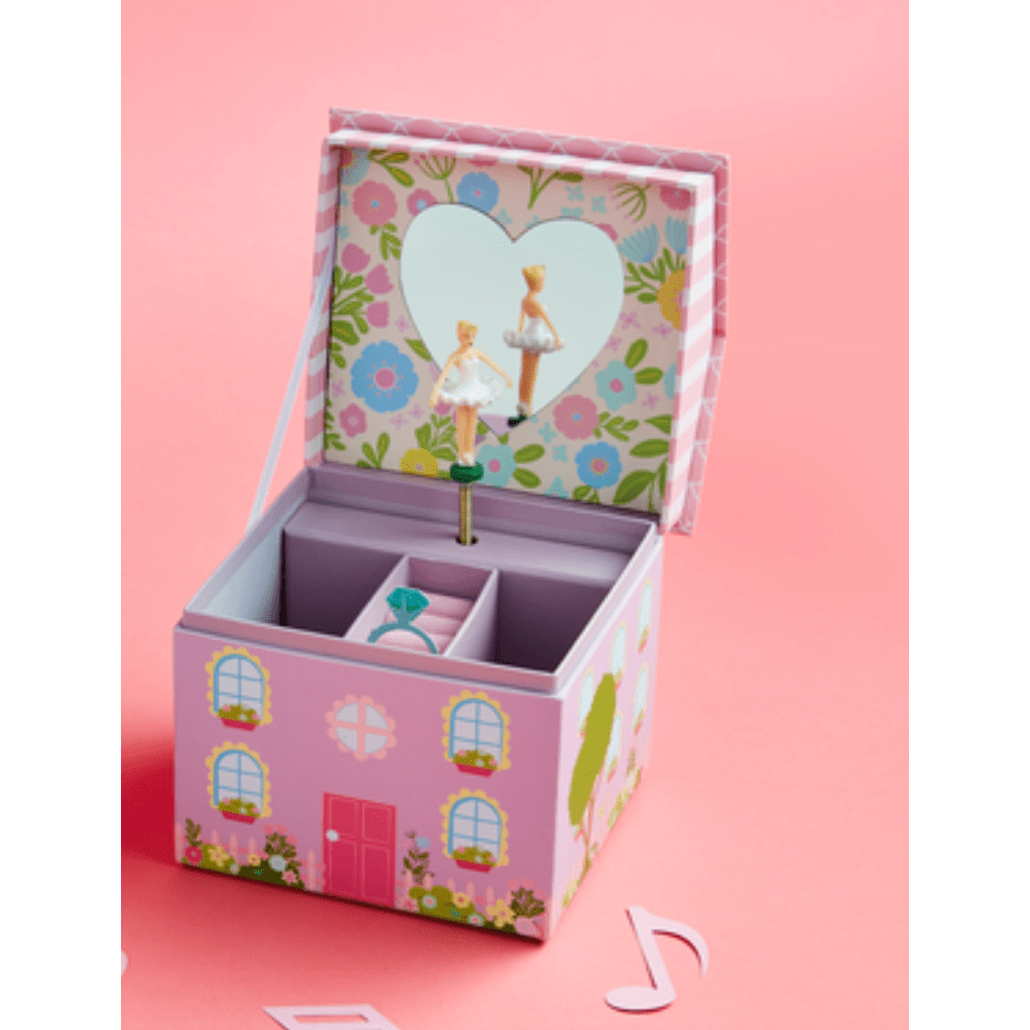 House Jewelry Music Box - White Farmhouse Flowers