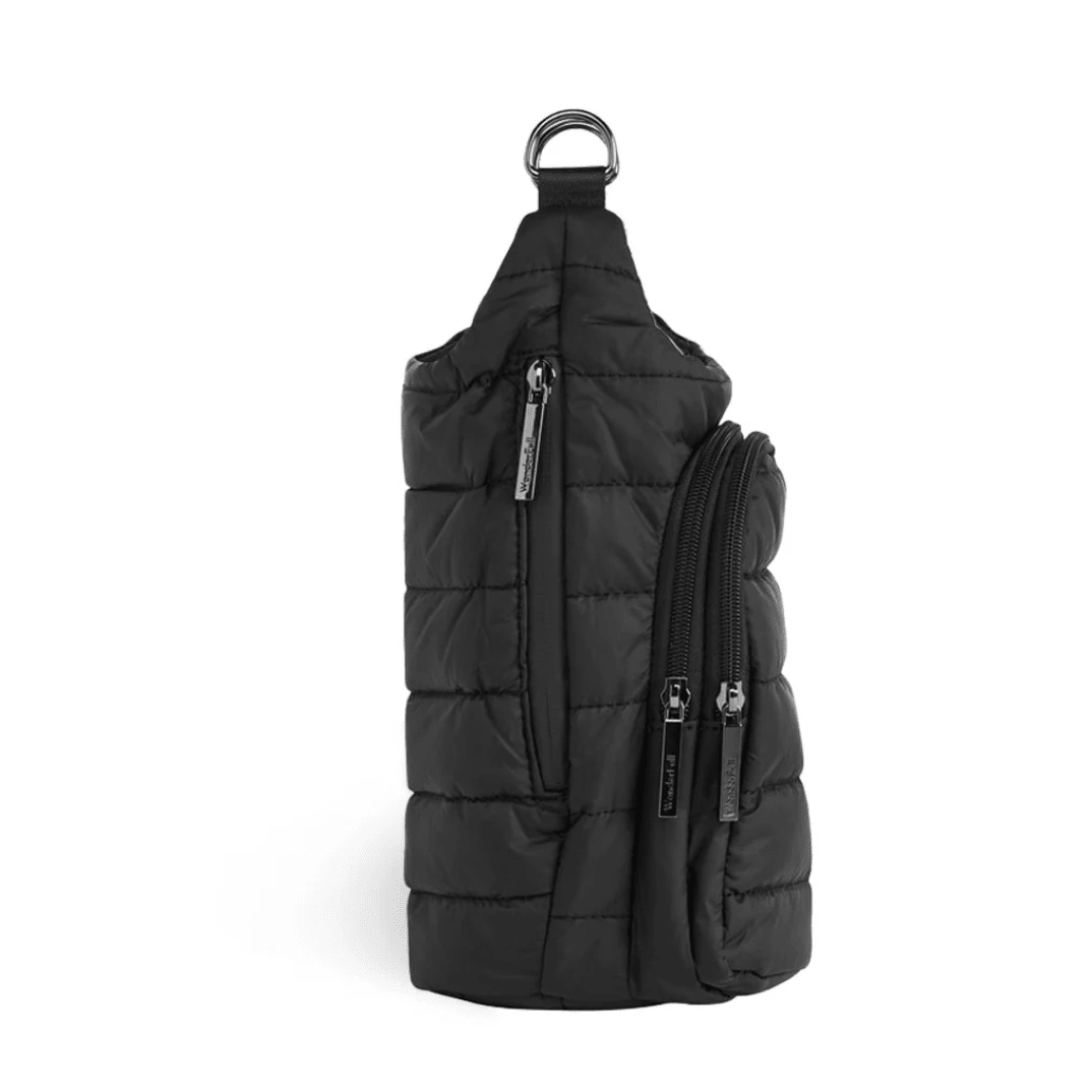 HydroBag Handle Black Matte with Vegan Leather Trimmed Strap - White Farmhouse Flowers