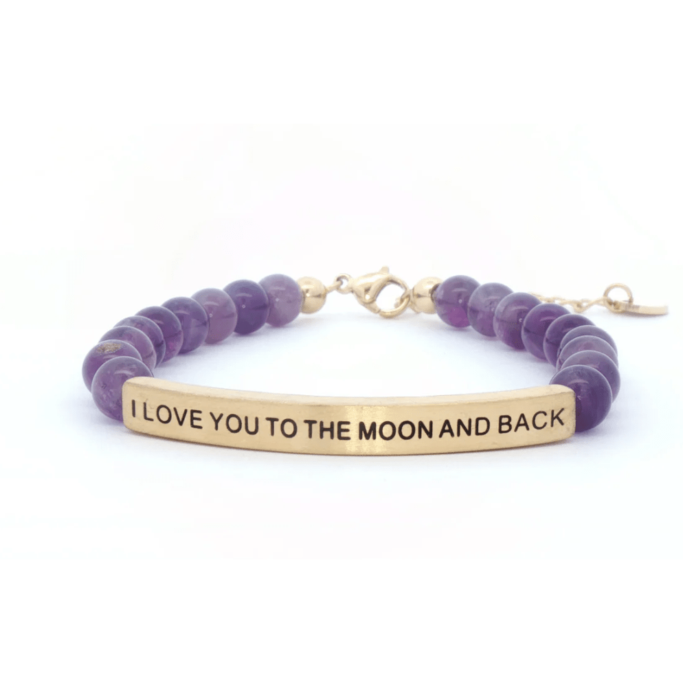 I Love You to the Moon and Back Amethyst Bracelet - White Farmhouse Flowers