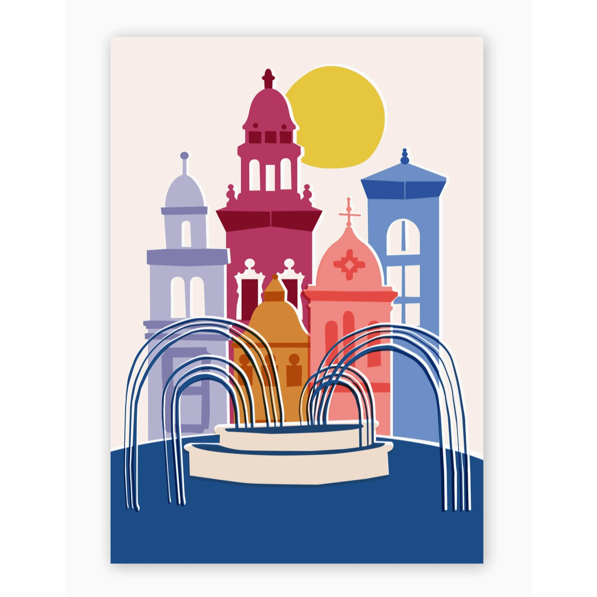 Kansas City Plaza Fountain Postcard - White Farmhouse Flowers