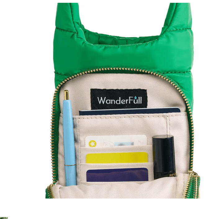 Kelly Green Matte HydroBag® with Pink and Green Strap - White Farmhouse Flowers