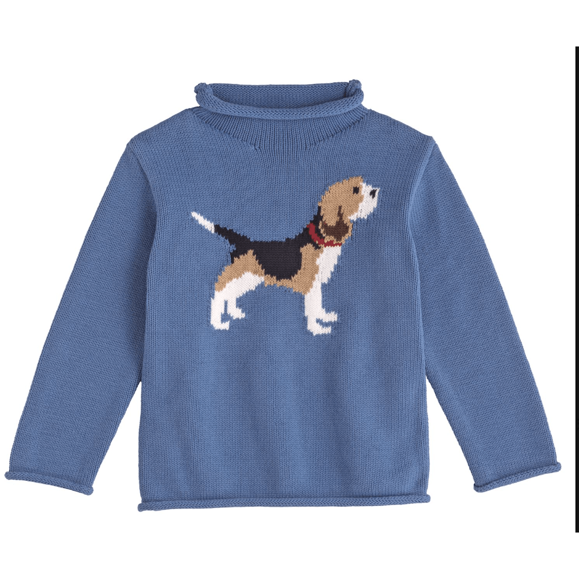 Kids Beagle Rollneck Sweater - White Farmhouse Flowers