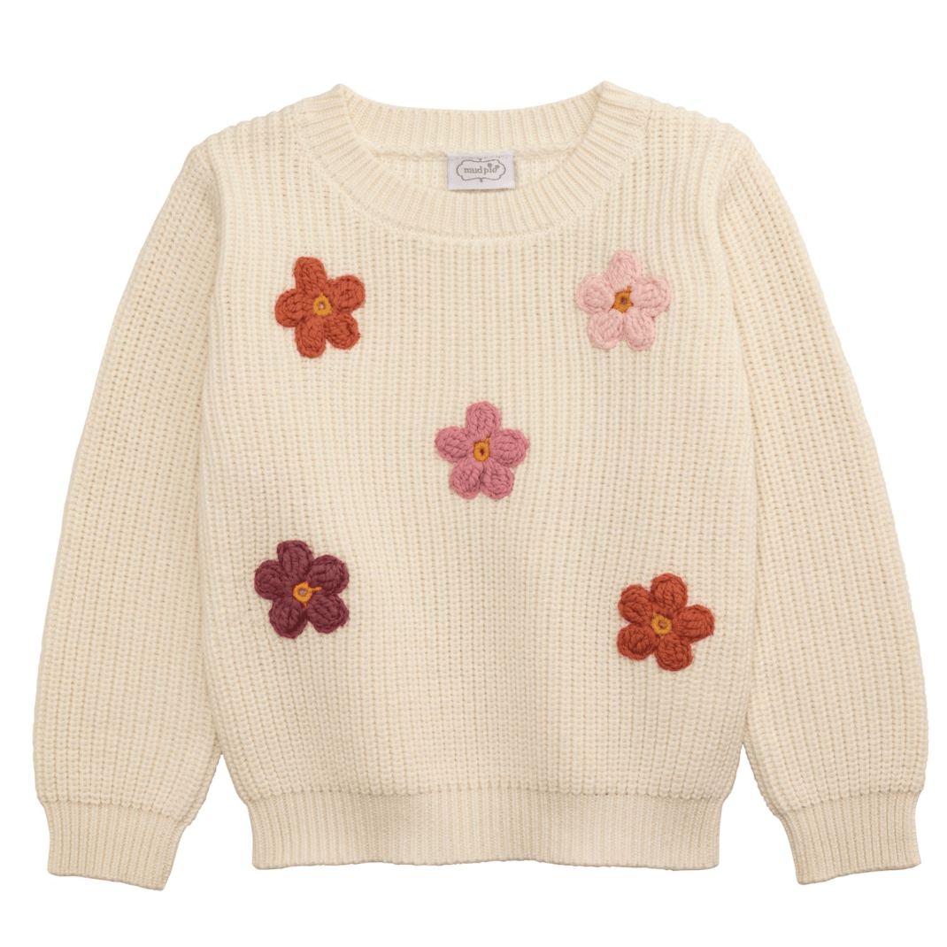Kids Daisy Sweater - White Farmhouse Flowers