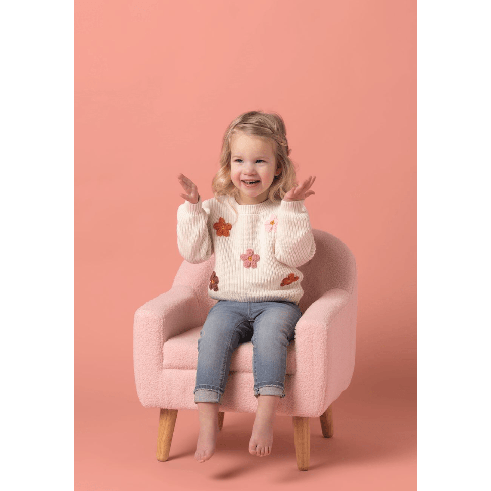 Kids Daisy Sweater - White Farmhouse Flowers