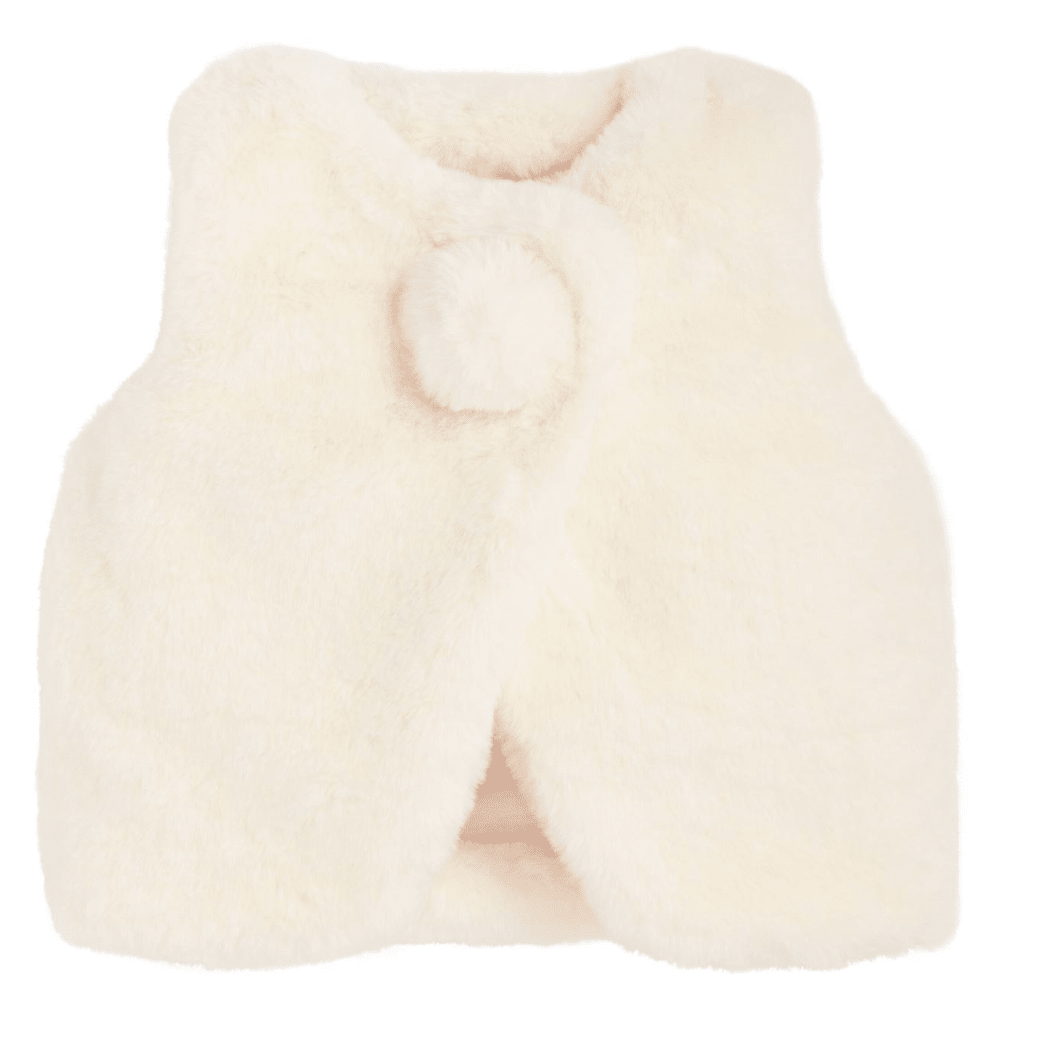 Kids Ivory Fur Vest - White Farmhouse Flowers