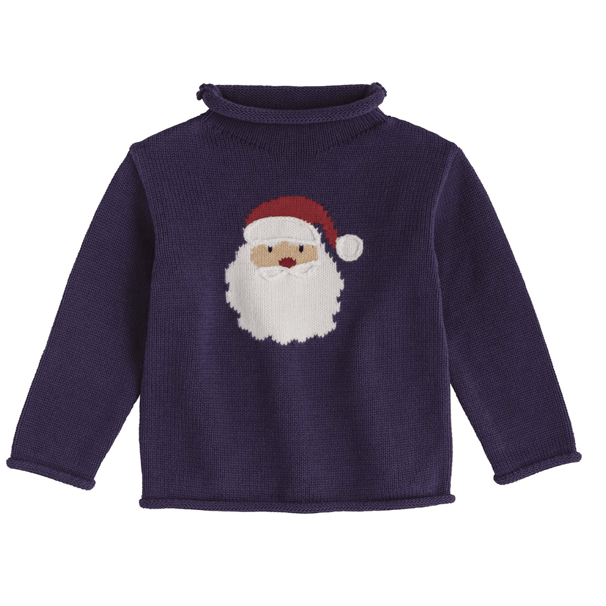 Kids Navy Santa Rollneck - White Farmhouse Flowers