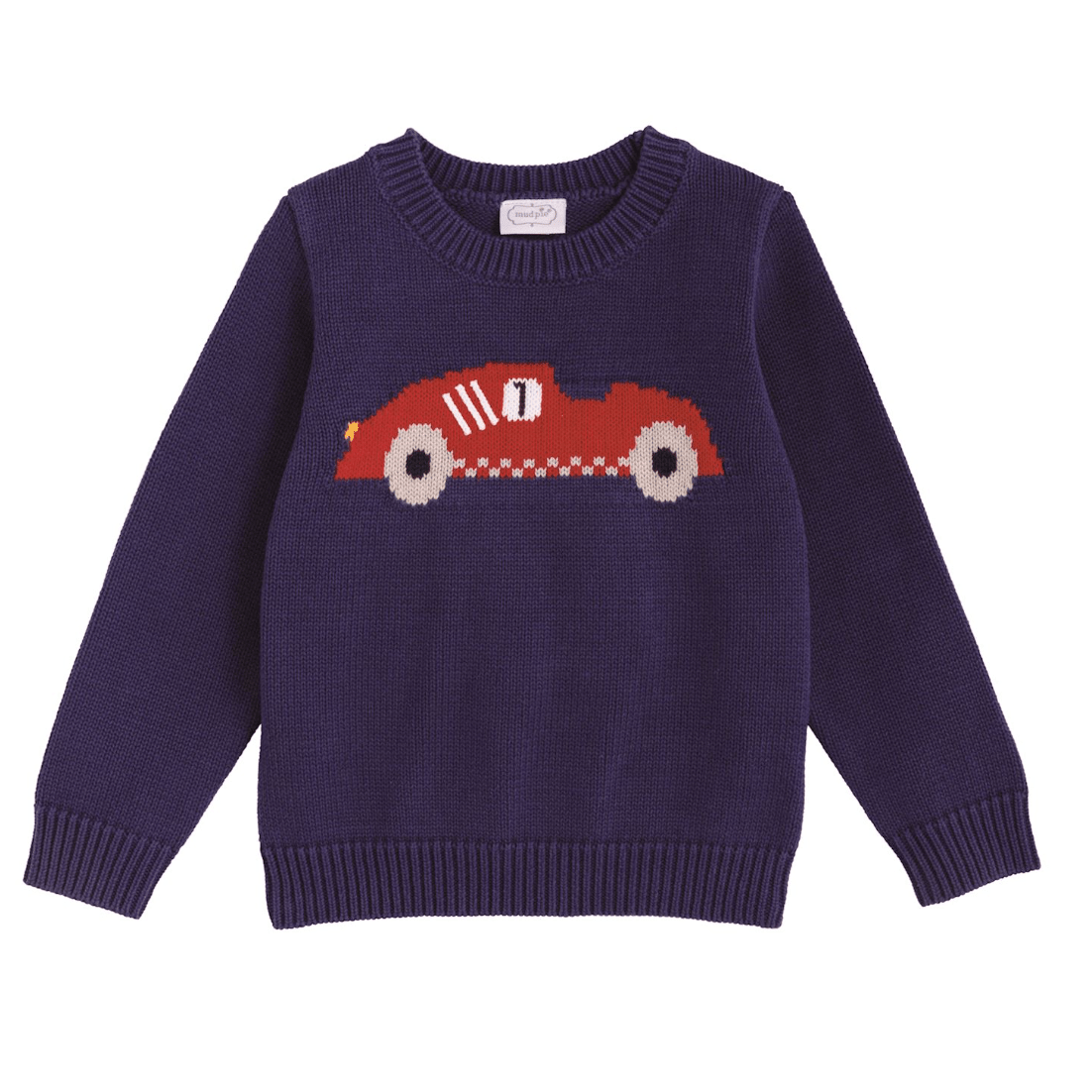 Kids Racecar Rollneck Sweater - White Farmhouse Flowers