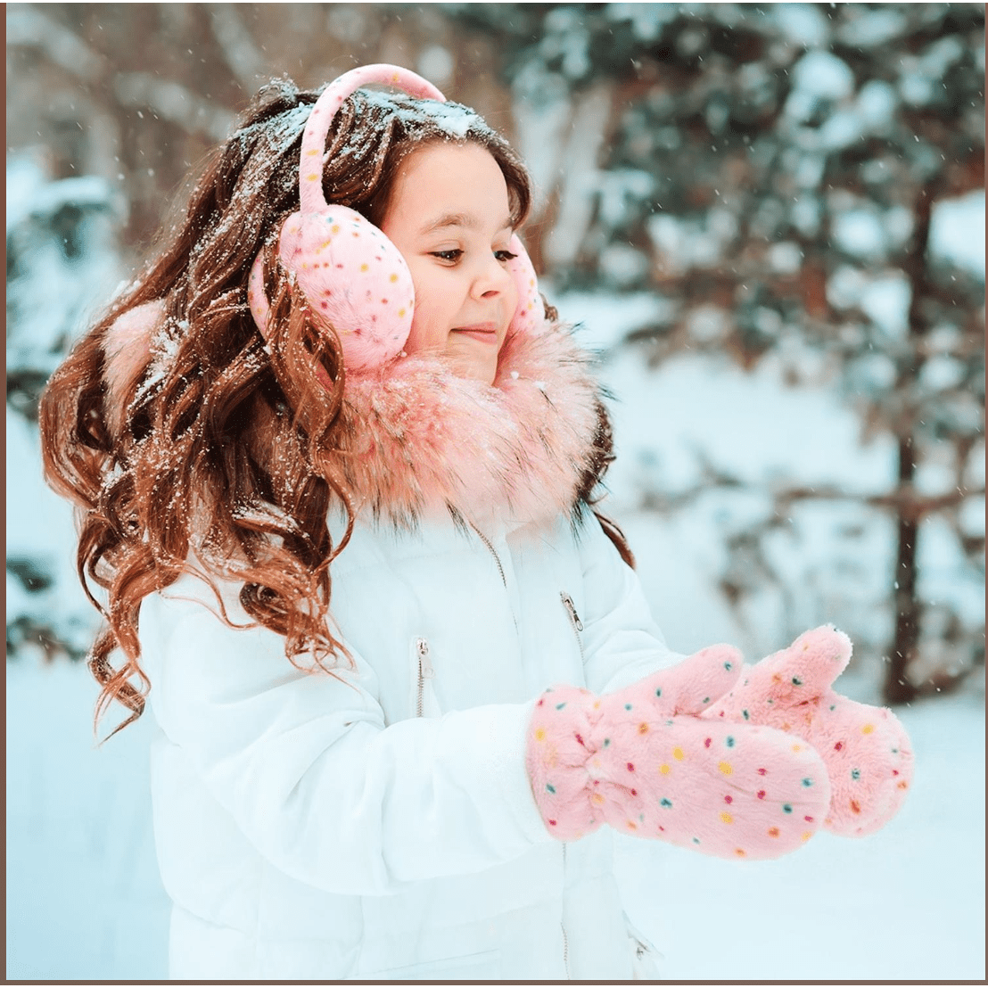 Kids Sprinkles Super Soft Faux Fur Earmuffs - White Farmhouse Flowers