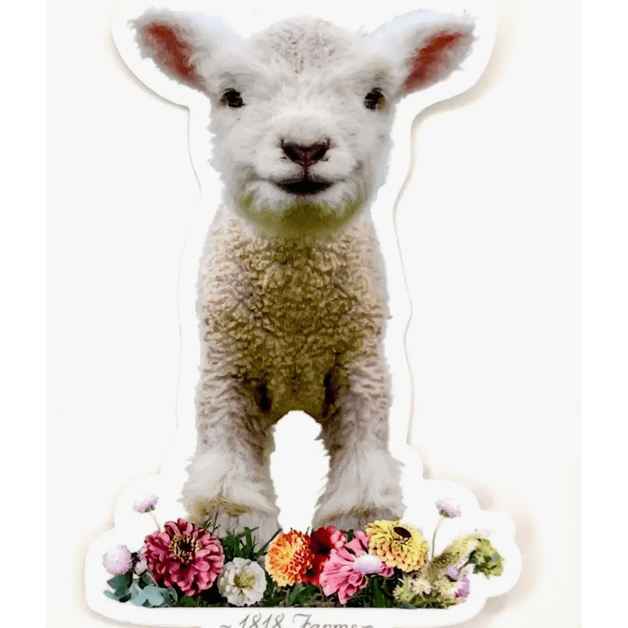 Lamb with Flowers Sticker - White Farmhouse Flowers