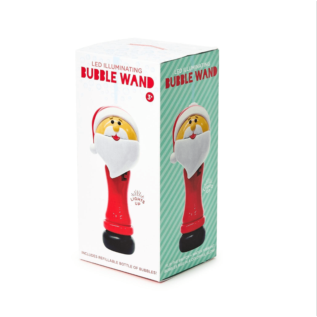 LED Illuminating Santa Bubble Wand Blower - White Farmhouse Flowers