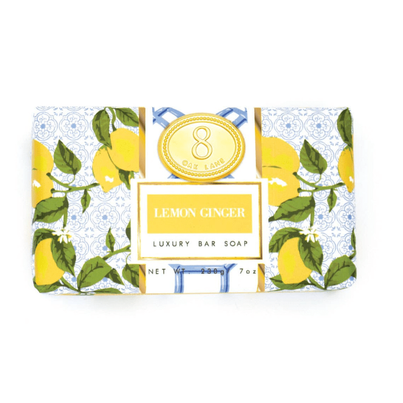 Lemon Ginger Wrapped Bar Soap - White Farmhouse Flowers
