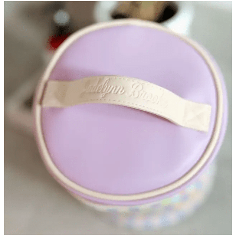 Lilac/Cream Barrel Organizer Toiletry Bag - Happy Days Ahead - White Farmhouse Flowers