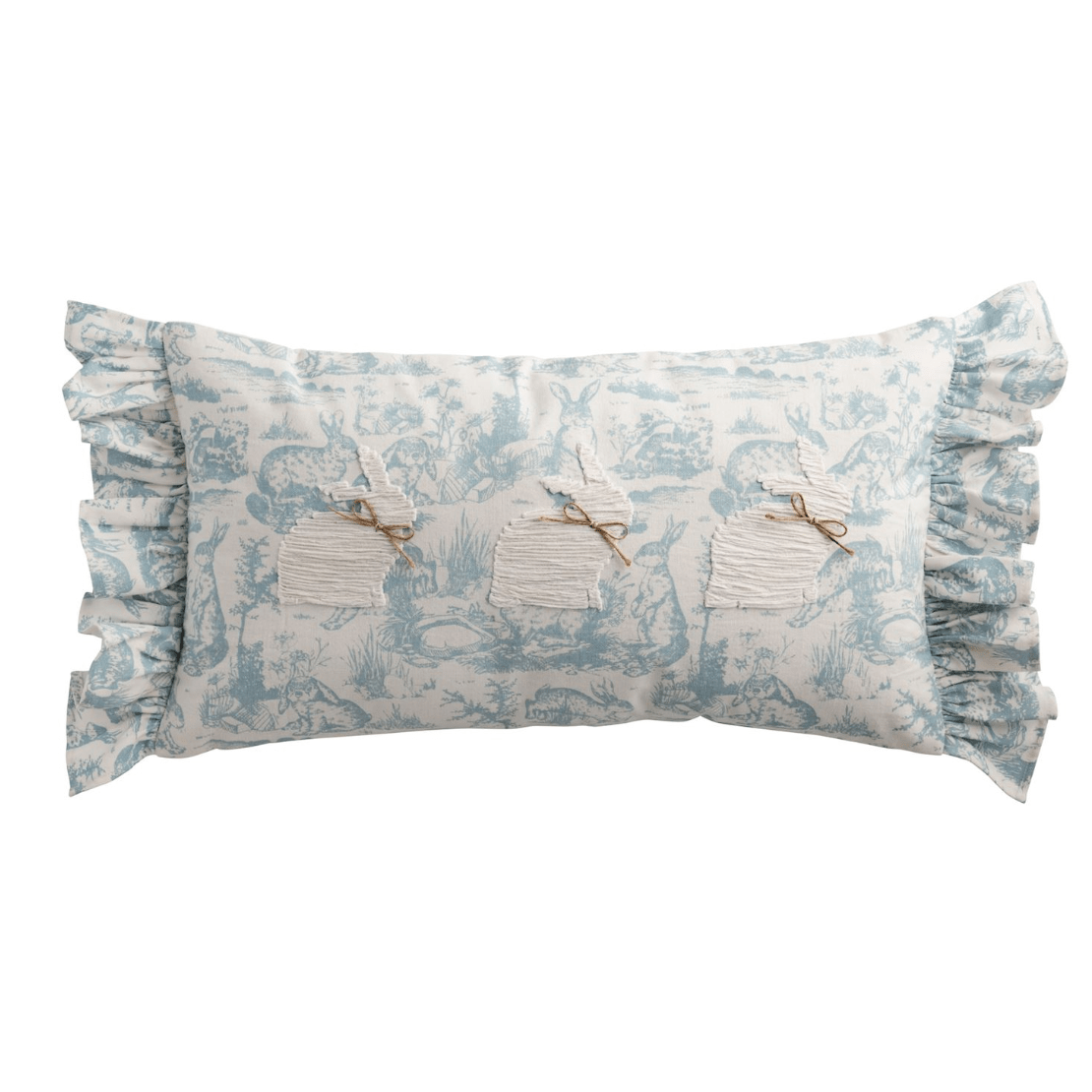 Lumbar Toile Bunny Pillow - White Farmhouse Flowers
