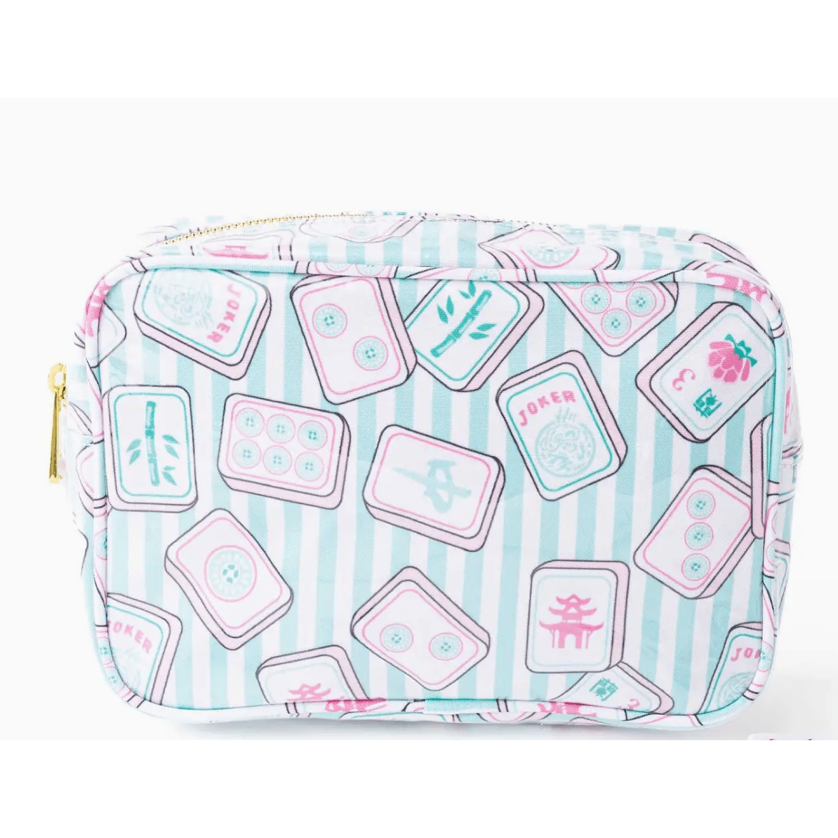 Mahjong Clear Coated Rectangular Cosmetic Case - White Farmhouse Flowers