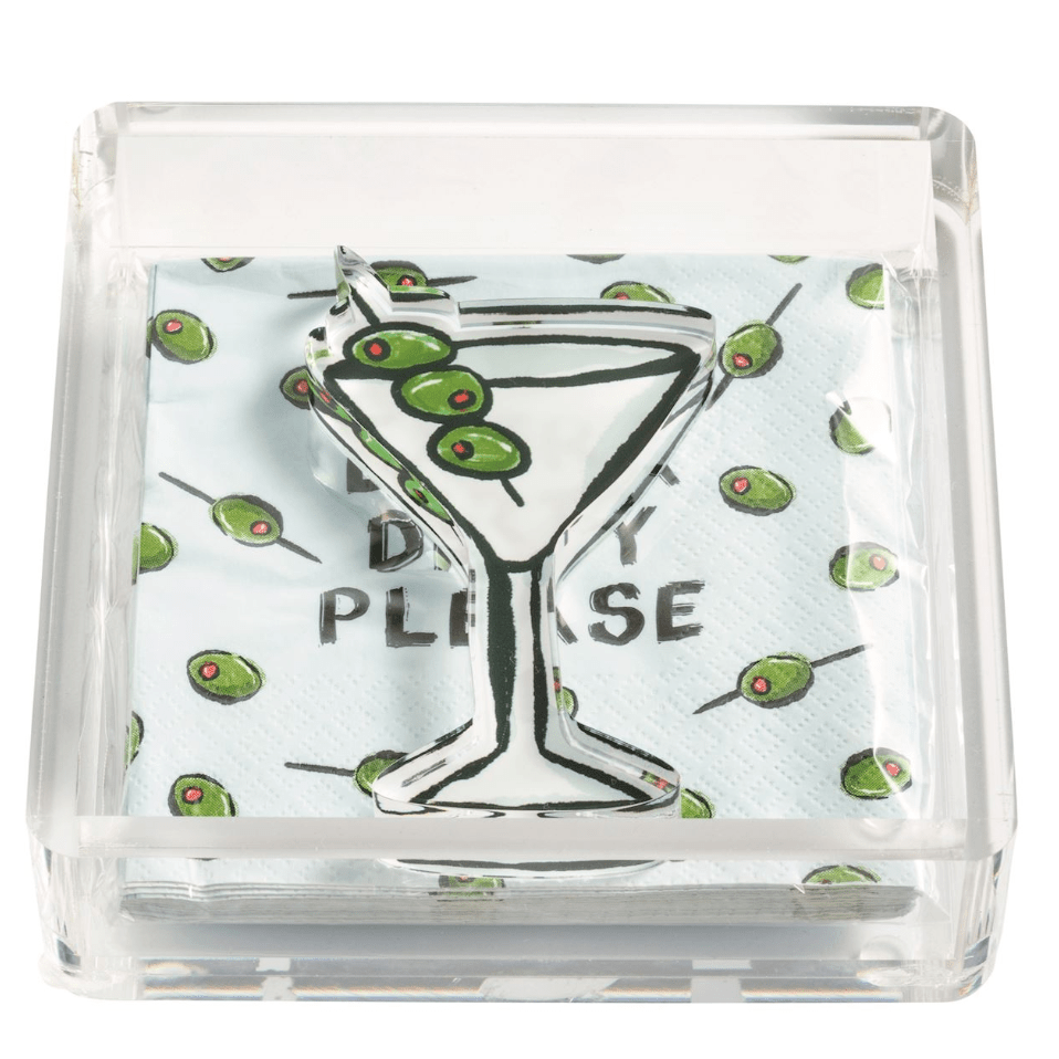 Martini Napkin Weight Set - White Farmhouse Flowers