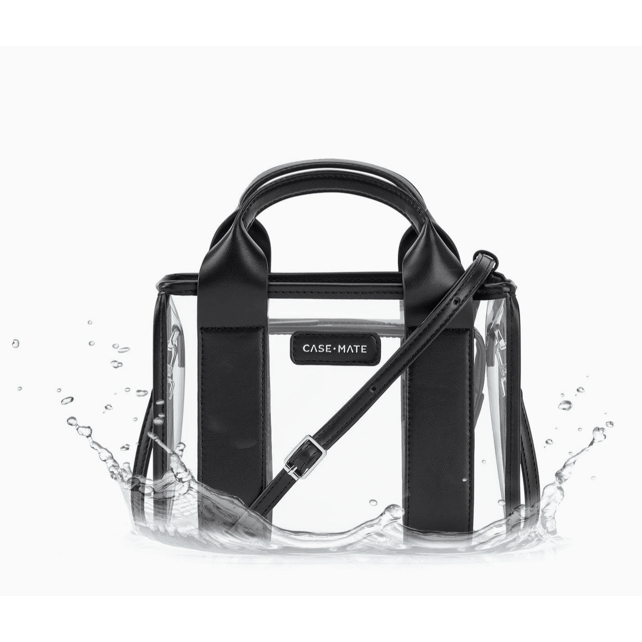 Midnight Black Clear Stadium Bag - White Farmhouse Flowers