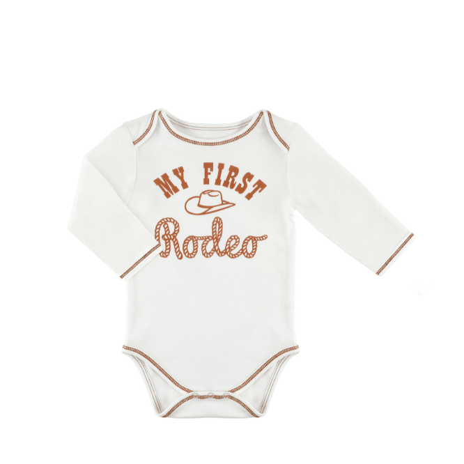 My First Rodeo Long Sleeve Snap Shirt - White Farmhouse Flowers