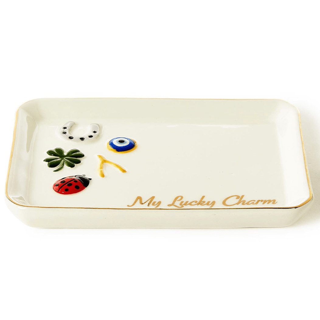 My Lucky Charm Trinket / Desk Tray - White Farmhouse Flowers