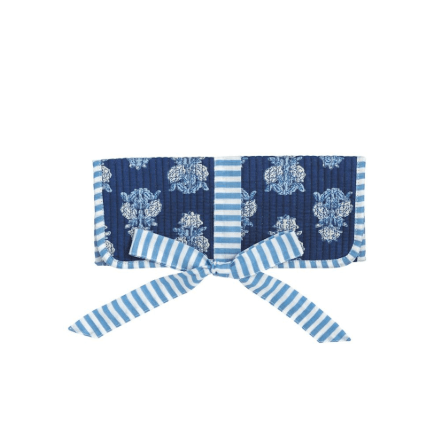 Navy Block Print Jewelry Roll - White Farmhouse Flowers