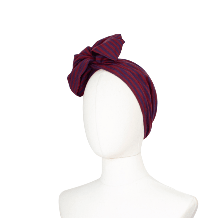 Obrigada Stripe Wine-Le Bandeau Head Wrap - White Farmhouse Flowers