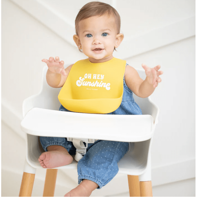 Oh Hey Sunshine Wonder Bib - White Farmhouse Flowers