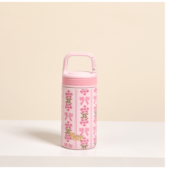 Oh So Fancy Pink Lil' Bittle Bottle - Poppin' Petals Water Bottle - White Farmhouse Flowers