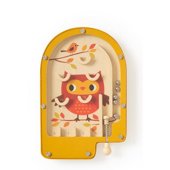Owl Wooden Pinball Game Unit - White Farmhouse Flowers