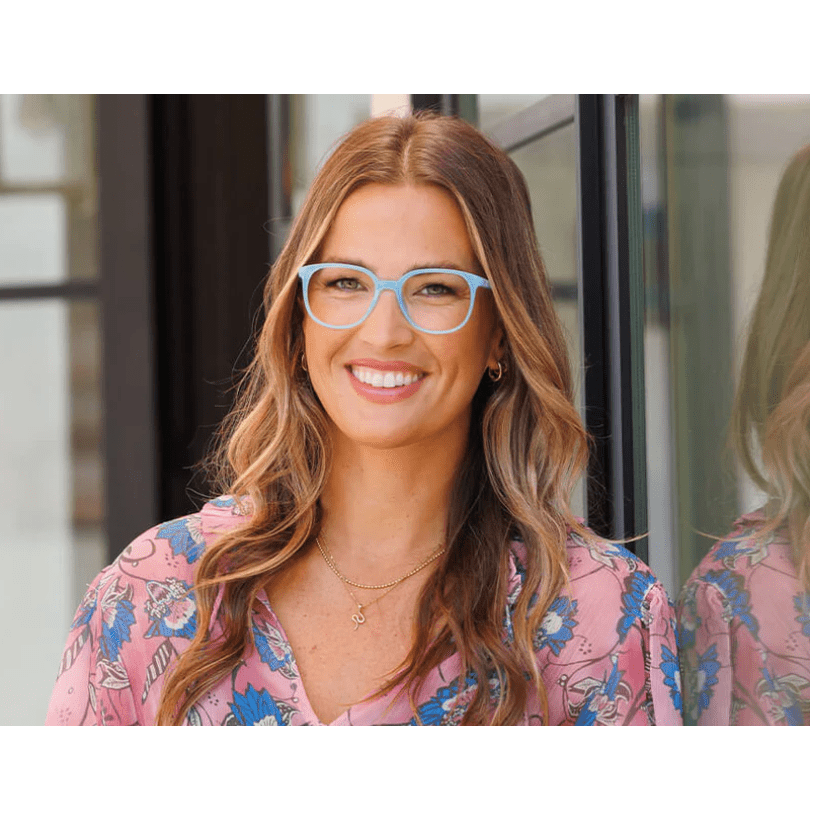 Peepers Flower Child - Light Blue Reading Glasses - White Farmhouse Flowers