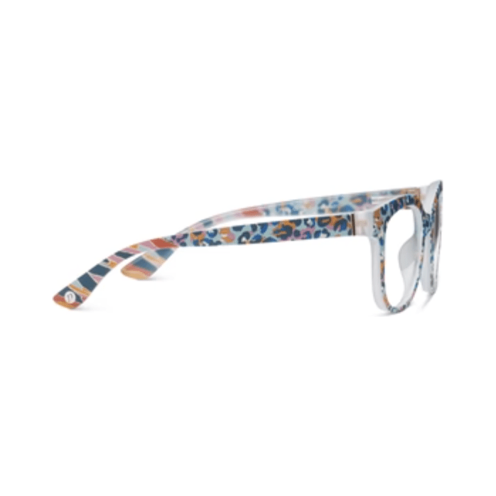 Peepers Oasis - Blue Leopard Reading Glasses - White Farmhouse Flowers