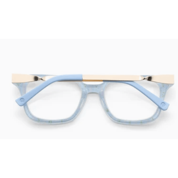 Peepers Sidebar Light Blue/Rosemary Stripe Lavender Reading Glasses - White Farmhouse Flowers
