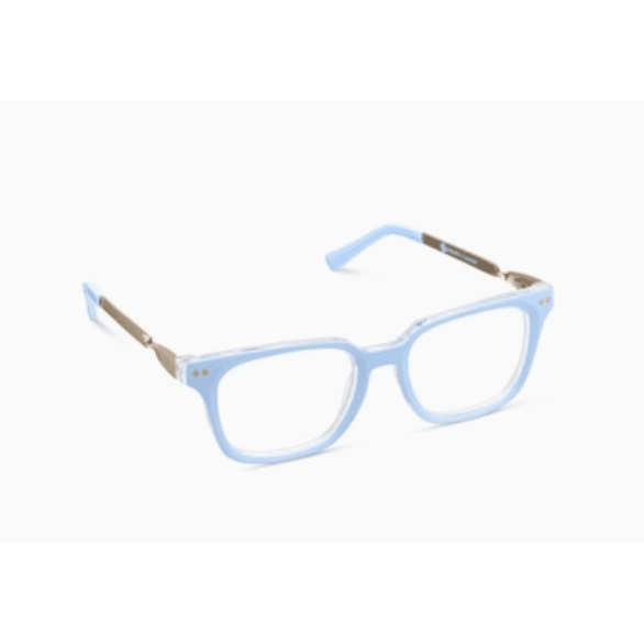 Peepers Sidebar Light Blue/Rosemary Stripe Lavender Reading Glasses - White Farmhouse Flowers