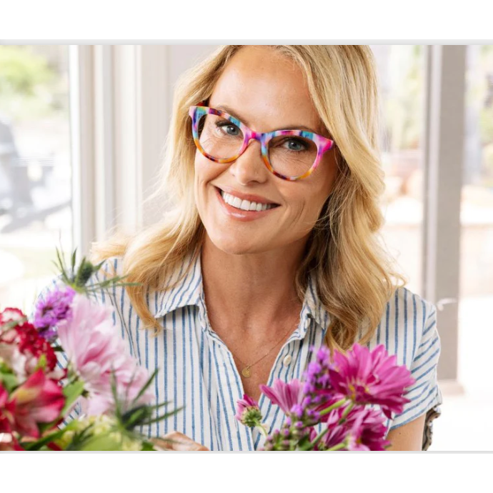 Peepers Tribeca - Ikat/Red Reading Glasses - White Farmhouse Flowers