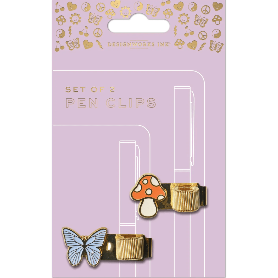 Pen Clips - Butterfly & Mushroom - White Farmhouse Flowers